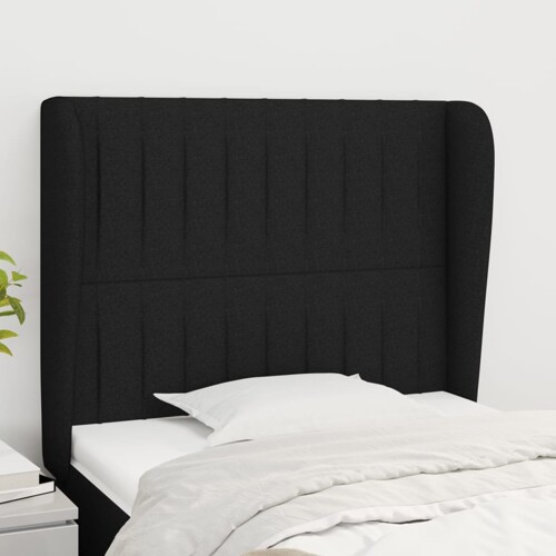 vidaXL Uzglavlje s ušima crno 83 x 23 x 118/128 cm od tkanine