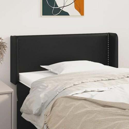 vidaXL Uzglavlje s ušima crno 93x16x78/88 cm od umjetne kože