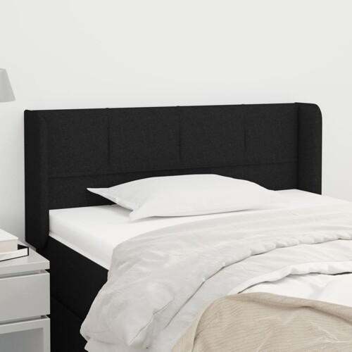 vidaXL Uzglavlje s ušima crno 93x16x78/88 cm od tkanine