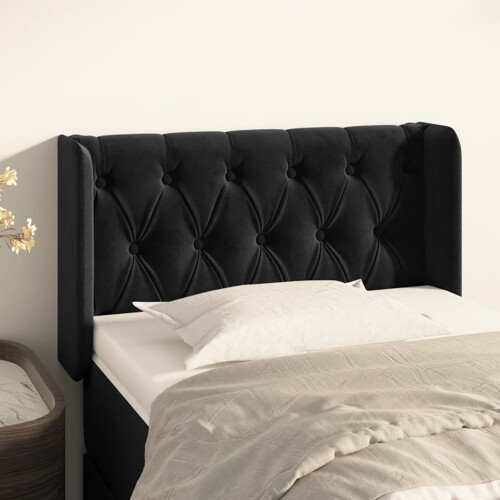 vidaXL Uzglavlje s ušima crno 83x16x78/88 cm baršunasto