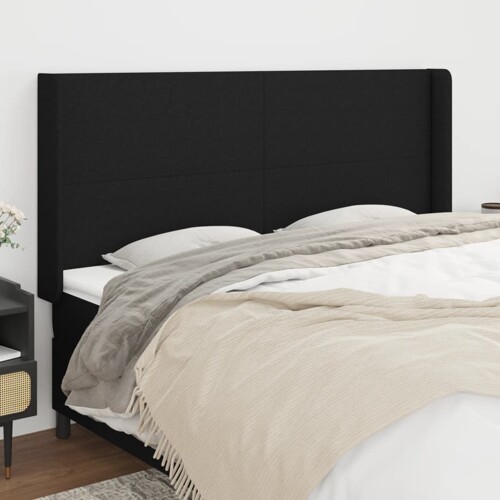vidaXL Uzglavlje s ušima crno 183x16x118/128 cm od tkanine