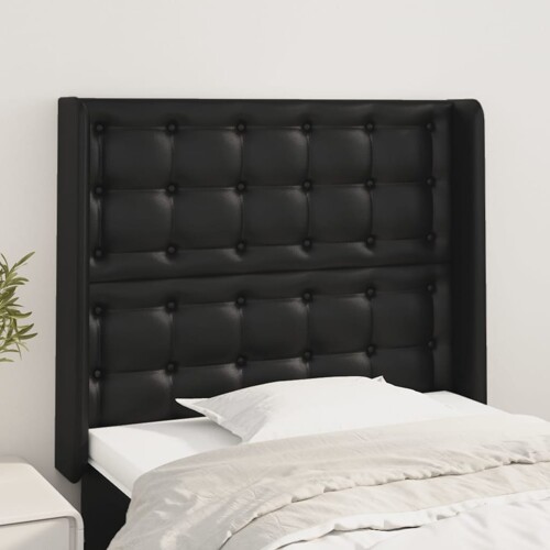 vidaXL Uzglavlje s ušima crno 93x16x118/128 cm od umjetne kože