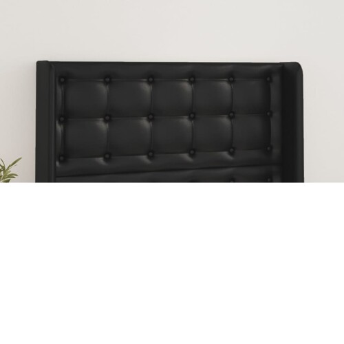 vidaXL Uzglavlje s ušima crno 103x16x118/128 cm od umjetne kože