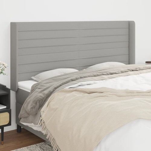 vidaXL Uzglavlje s ušima svjetlosivo 203x16x118/128 cm od tkanine