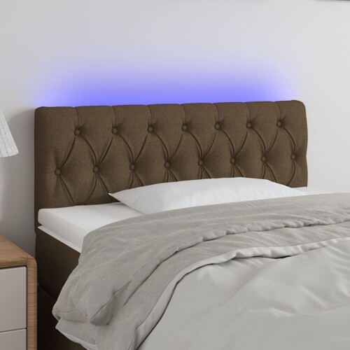 vidaXL LED uzglavlje tamnosmeđe 90 x 7 x 78/88 cm od tkanine