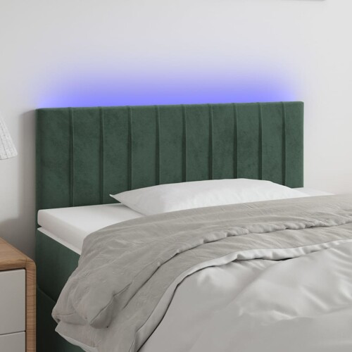 vidaXL LED uzglavlje tamnozeleno 80 x 5 x 78/88 cm baršunasto