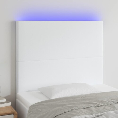 vidaXL LED uzglavlje bijelo 100x5x118/128 cm od umjetne kože
