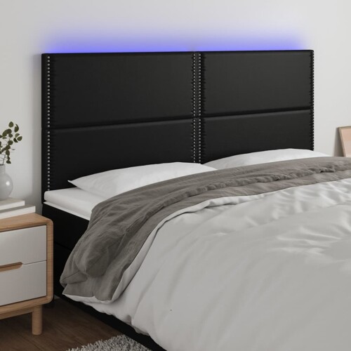 vidaXL LED uzglavlje crno 180x5x118/128 cm od umjetna koža