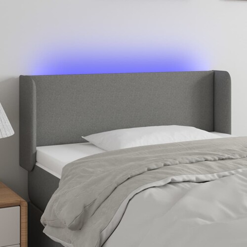 vidaXL LED uzglavlje tamnosiv 93x16x78/88 cm od tkanine