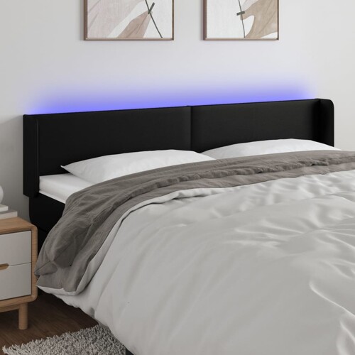 vidaXL LED uzglavlje crno 163x16x78/88 cm od umjetne kože