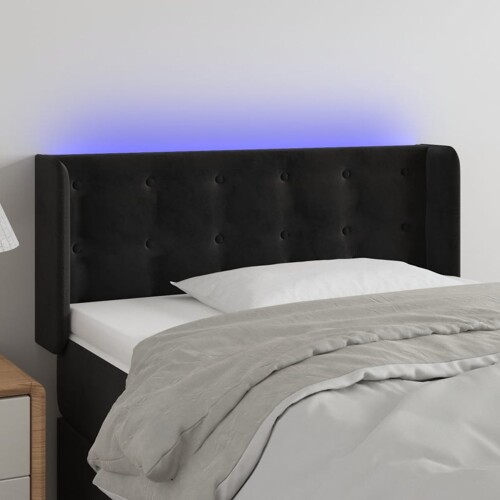 vidaXL LED uzglavlje crno 83x16x78/88 cm baršunasto
