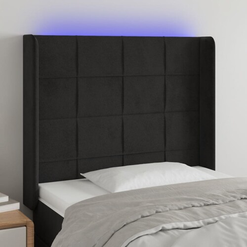 vidaXL LED uzglavlje crno 83x16x118/128 cm baršunasto