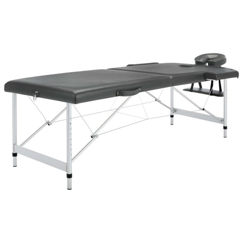 vidaXL Stol za masažu s 2 zone aluminijski okvir antracit 186 x 68 cm