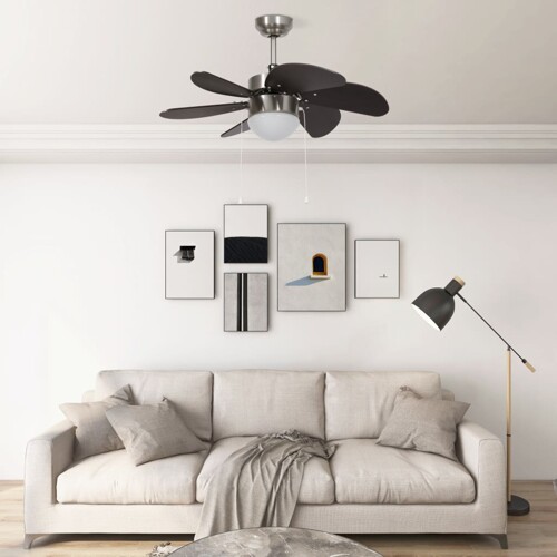 vidaXL Stropni ventilator sa svjetlom 76 cm tamnosmeđi