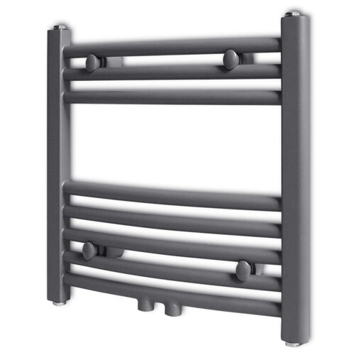 vidaXL Sivi kupaonski radijator za centralno grijanje zaobljeni 480 x 480 mm