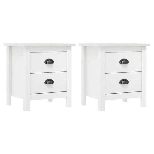 vidaXL Noćni ormarić Hill 2 kom bijeli 46x35x49,5 cm masivna borovina