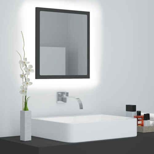 vidaXL LED kupaonsko ogledalo sivo 40 x 8,5 x 37 cm akrilno