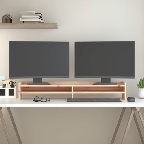 vidaXL Stalak za monitor 100 x 24 x 16 cm od masivne borovine