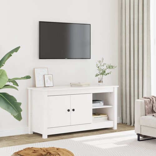 vidaXL TV ormarić bijeli 103 x 36,5 x 52 cm od masivne borovine