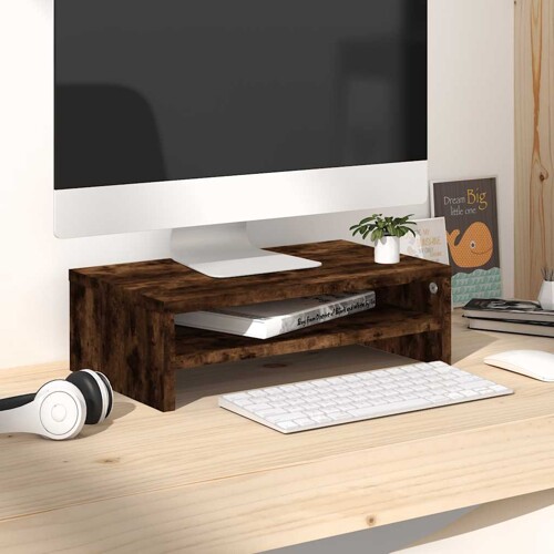 vidaXL Stalak za monitor boja dimljenog hrasta 42 x 24 x 13 cm drveni