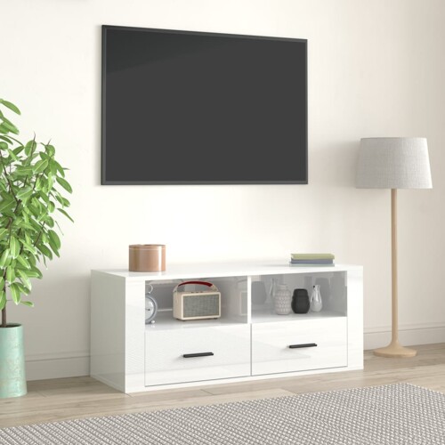 vidaXL TV ormarić sjajni bijeli 100 x 35 x 40 cm od konstruiranog drva