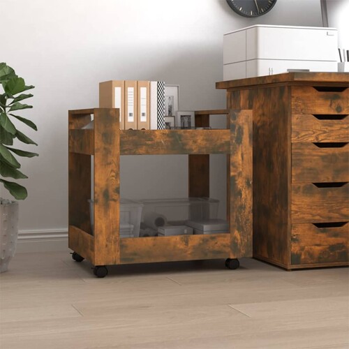 vidaXL Kolica za radni stol boja dimljenog hrasta 60x45x60 cm drvena