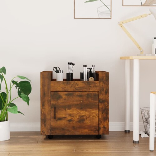 vidaXL Kolica za radni stol boja dimljenog hrasta 60x45x60 cm drvena