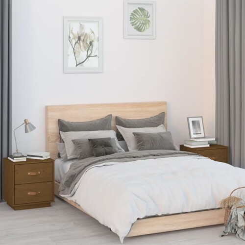 vidaXL Noćni ormarići 2 kom boja meda 40x34x45 cm od masivne borovine