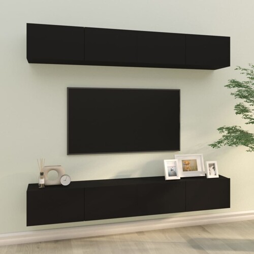 vidaXL Zidni TV ormarići 4 kom crni 100 x 30 x 30 cm