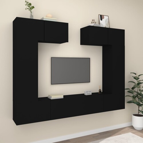 vidaXL 6-dijelni set TV ormarića crni od konstruiranog drva