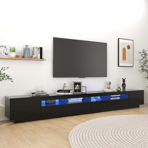 vidaXL TV ormarić s LED svjetlima crni 300 x 35 x 40 cm