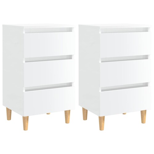 vidaXL Noćni ormarići s drvenim nogama 2 kom sjajni bijeli 40x35x69cm