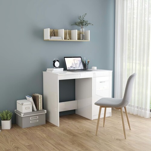 vidaXL Radni stol visoki sjaj bijeli 100x50x76 cm konstruirano drvo