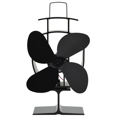 vidaXL Ventilator za peć na toplinski pogon s 4 lopatice crni