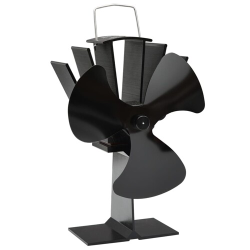 vidaXL Ventilator za peć na toplinski pogon s 3 lopatice crni