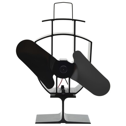 vidaXL Ventilator za peć na toplinski pogon s 2 lopatice crni