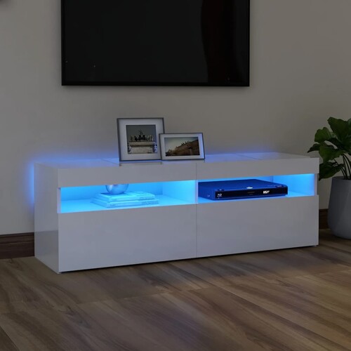 vidaXL TV ormarić s LED svjetlima visoki sjaj bijeli 120x35x40 cm