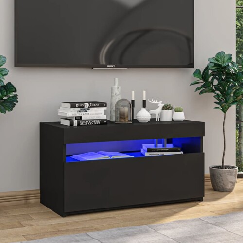 vidaXL TV ormarić s LED svjetlima crni 75 x 35 x 40 cm