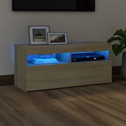 vidaXL TV ormarić s LED svjetlima boja hrasta sonome 90x35x40 cm