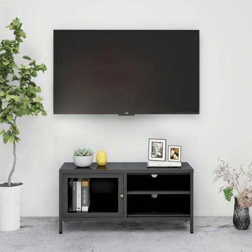 vidaXL TV ormarić antracit 90 x 30 x 44 cm od čelika i stakla