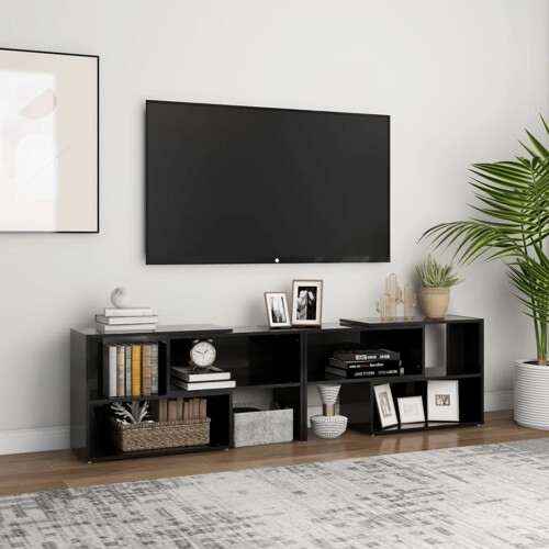 vidaXL TV ormarić visoki sjaj crni 149 x 30 x 52 cm konstruirano drvo