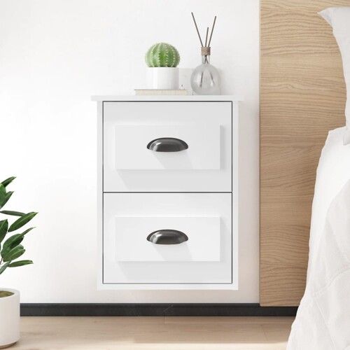 vidaXL Zidni noćni ormarić bijeli visokog sjaja 41,5x36x53 cm