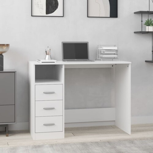 vidaXL Radni stol s ladicama bijeli 102 x 50 x 76 cm konstruirano drvo