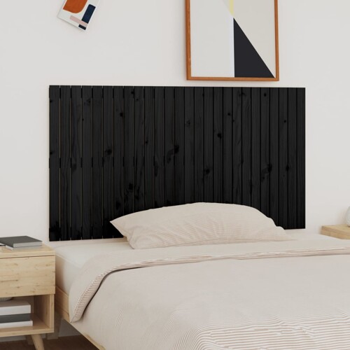 vidaXL Zidno uzglavlje crni 166x3x90 cm od masivne borovine