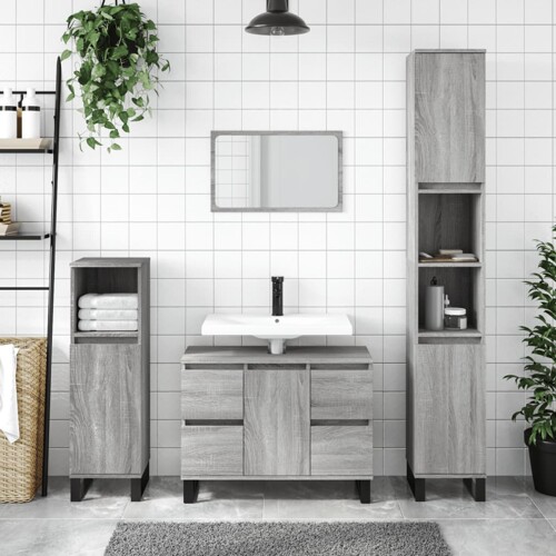 vidaXL Kupaonski ormarić sivi hrast 30x30x100 cm konstruirano drvo