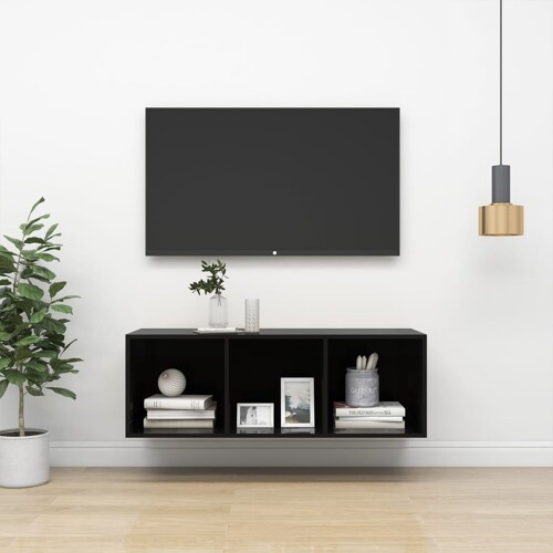 vidaXL Zidni TV ormarić sjajni crni 37 x 37 x 107 cm konstruirano drvo