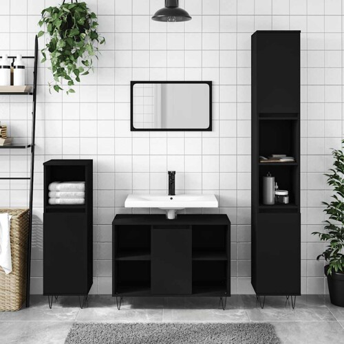 vidaXL Kupaonski ormarić crni 80 x 33 x 60 cm od konstruiranog drva