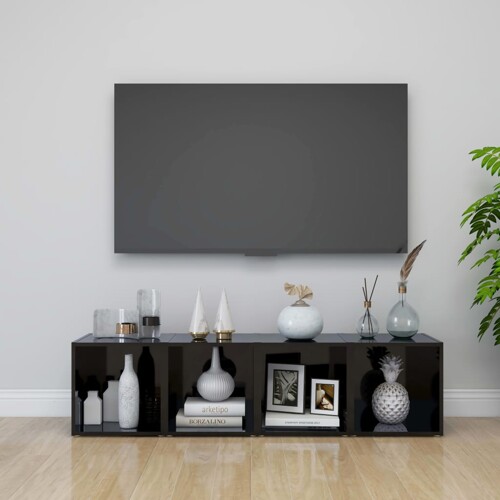 vidaXL TV ormarići 4 kom sjajni crni 37 x 35 x 37 cm konstruirano drvo