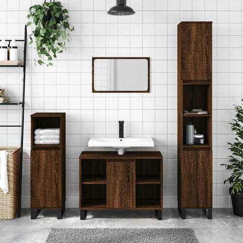 vidaXL Ormarić za umivaonik smeđa boja hrasta 80x33x60 cm drveni