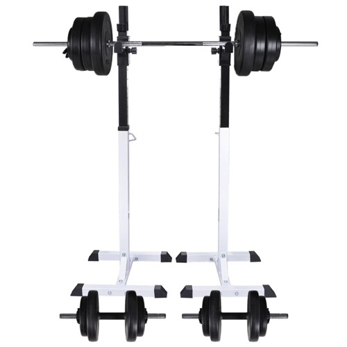 vidaXL Stalak za čučnjeve sa setom dvoručnih/jednoručnih utega 60,5 kg
